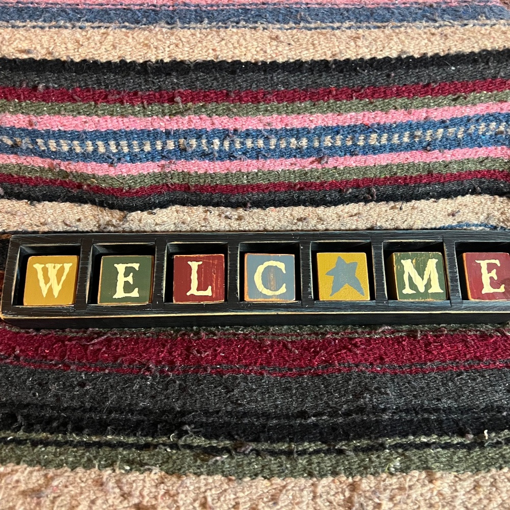 Wooden, "Welcome" Wall Hanging Box with Interchangeable figures for letter O....